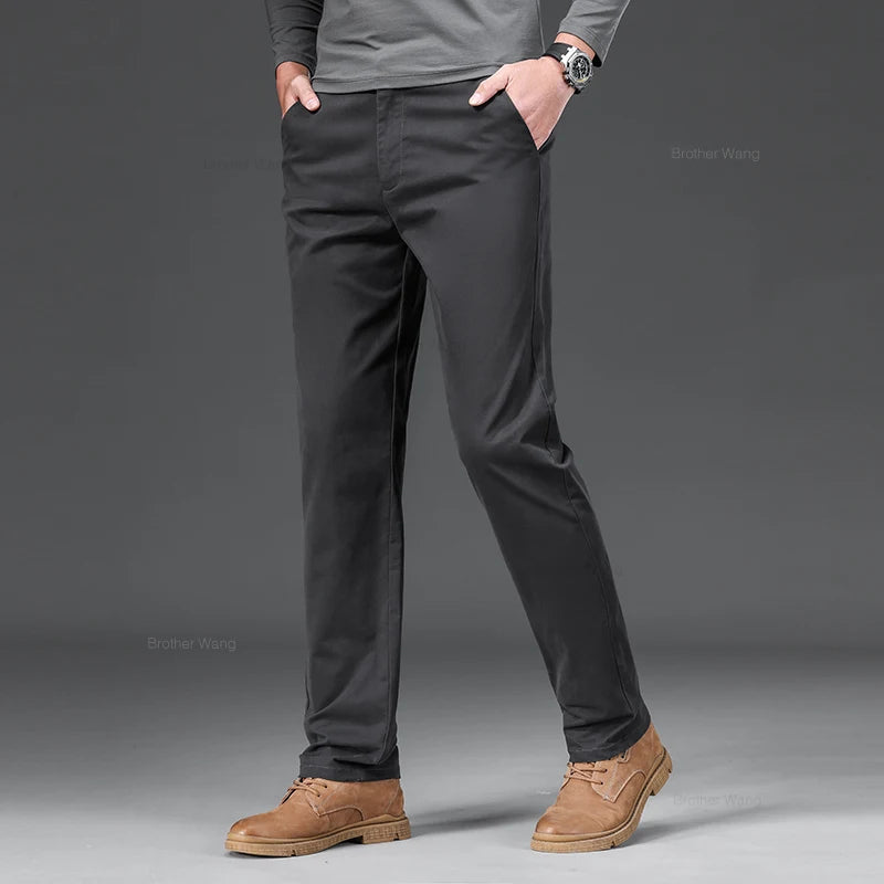 Men's Cotton Casual Pants Elastic Waist