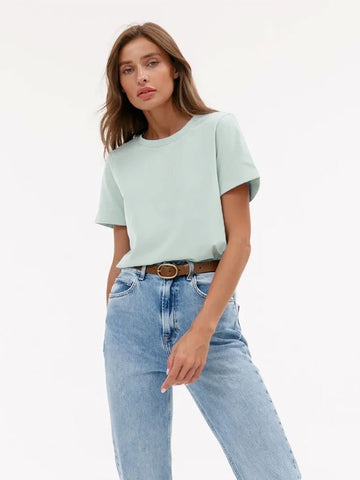 Basic Fashionable Solid Lady Short Sleeve Loose Tops Shirts