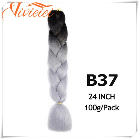 VIVIEIEI Synthetic Braiding Hair 24 Inch Jumbo Braid Ombre Jumbo Hair Extension for Women DIY Hair Braids Purple Pink Yellow Red