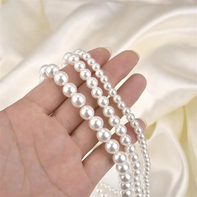 New Trendy Imitation Pearl Necklace For Men Temperament Simple Handmade Strand Bead Necklace Men Fine Jewelry Wedding Gift