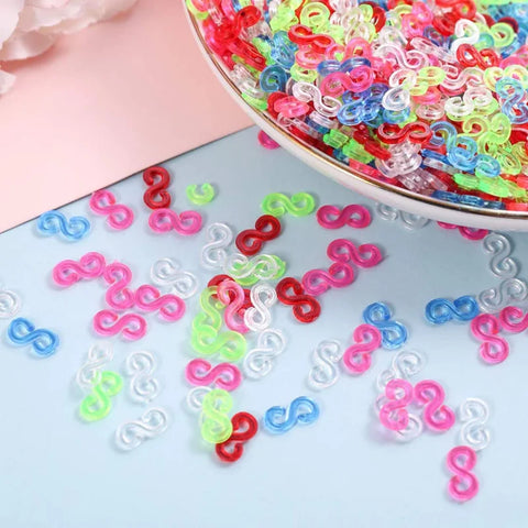 500/100pcs S Clips Rubber Band Lock Hook for Charm Loom Gummies Elastic Bracelet Fefillb Diy Jewelry Making Supplies Accessories