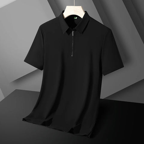 Summer Men Polo Shirt Cool Thin T Shirt Zipper