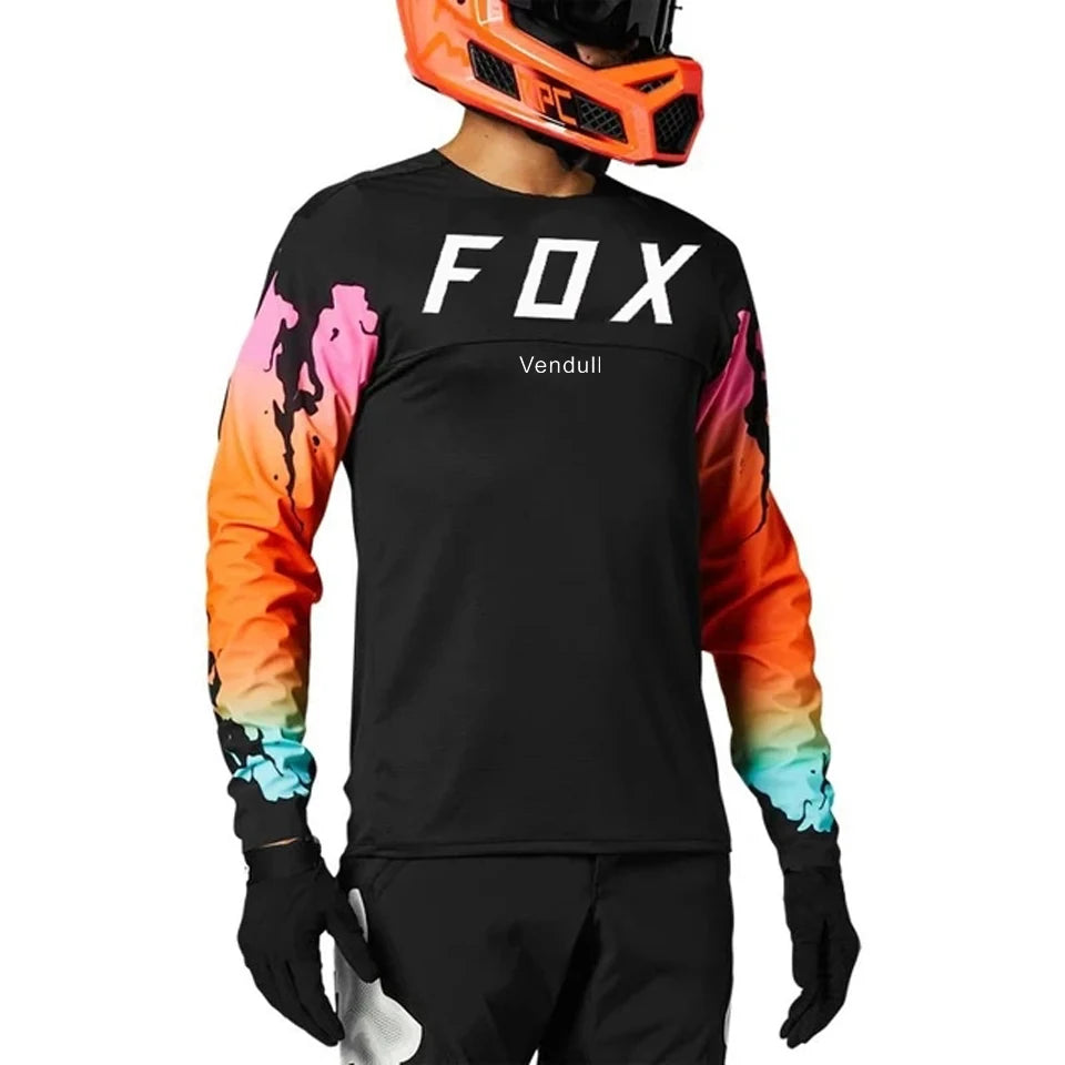 2024Vendull Fox MTB Road Jerseys Motocross Shirt Men Breathable Mountain Bike Mtb Long Sleeve Racing Quick-drying Cycling Jersey