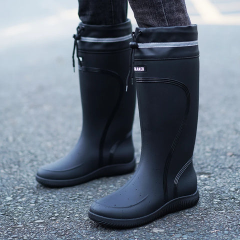 Waterproof Short and Mid.Calf Length Non-Slip Drawstring Rubber Boots