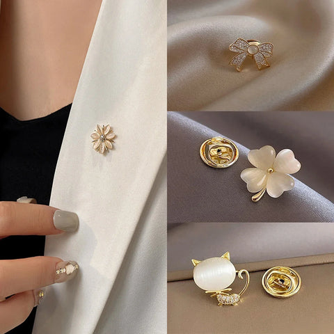 Fashion Brooch Set Flower Bow Brooches for Women Metal Anti-glare Lapel Pin Fixed Clothes Pins Sweater Coat Clothing Accessories