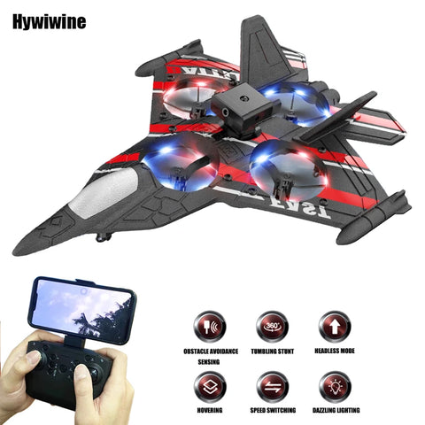 RC Aircraft with Camera Helicopter Remote Control Plane Obstacle Avoidance Fighter 2.4G EPP Foam Toys Airplane For Children Gift