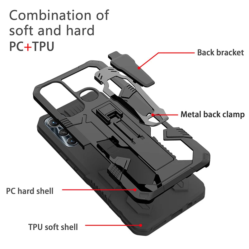 Armor Shockproof Case For Infinix Hot 11S 10S 9 10 11 12 Play Note 11 Pro 10 Lite Belt Clip Concealed Bracket Back Cover Cases