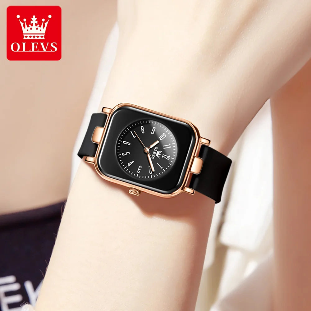 OLEVS Women's Watches Fashion Simple Small Wristwatch Top Brand Original Watch for Ladies Waterproof Luminous Silicone Strap