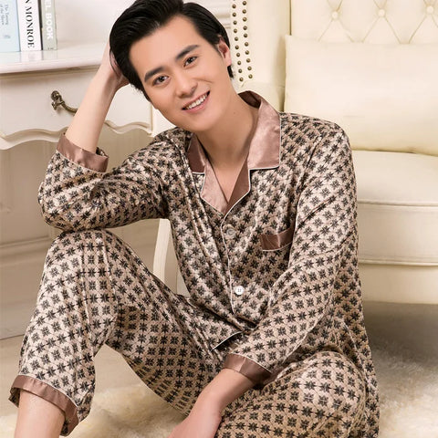 Sleepwear Men Pajamas Men Trousers Long Sleeve and Short Sleeve