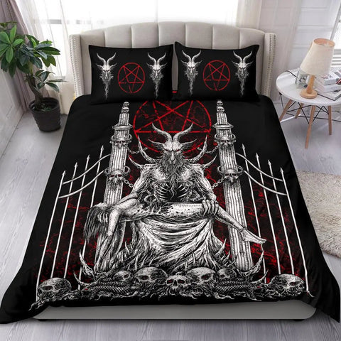 Skull Skeleton Satanic Goat Skull Duvet Cover Set