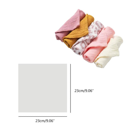 5 PcsWashcloth Facecloth Handkerchief Muslin Cloth Feeding Bib Infant Wash Hand Face Wipes Baby Cotton Square Towels G99C