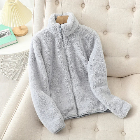 Women's Fleece Coat Winter Warm Thicken Jacket Two-Sided