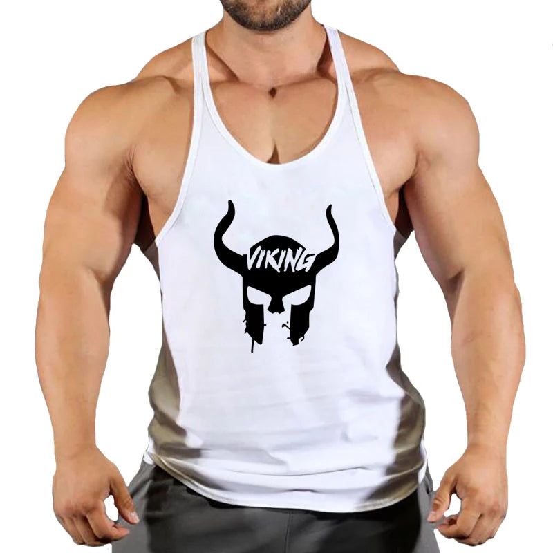 Skull Strong Print Clothing Bodybuilding Cotton Gym Tank Tops Men Sleeveless Undershirt Fitness Stringer Muscle Workout Vest