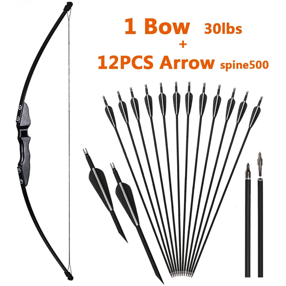 1pc Archery Recurve Bow Take-Down Straight Draw Bow For Children Adults Beginner Shooting Practise Hunting Game Accessories