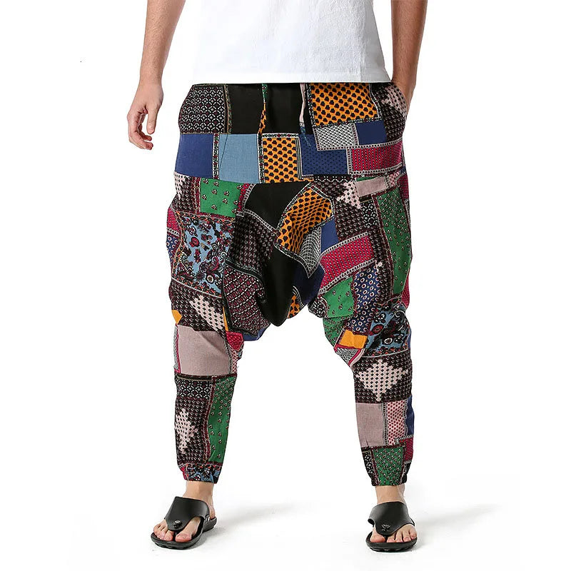 Vintage Baggy Men Casual Cotton Harem Pants