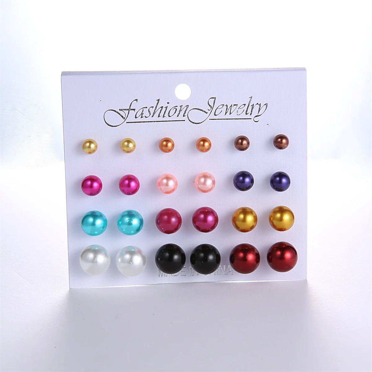 Imitation Pearl Stud Earrings Set