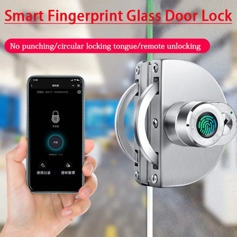 Electronic Lock Fingerprint Glass Door Lock Bluetooth Unlocking