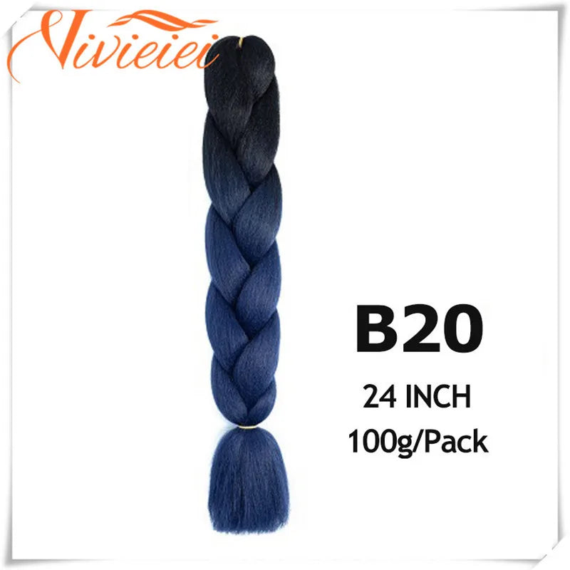 VIVIEIEI Synthetic Braiding Hair 24 Inch Jumbo Braid Ombre Jumbo Hair Extension for Women DIY Hair Braids Purple Pink Yellow Red