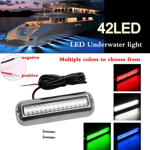 2PCS 42LED 10-30V Boat Transom Light Underwater Lights Stainless Steel Waterproof Marine Light Pontoon Ship Boat Accessories