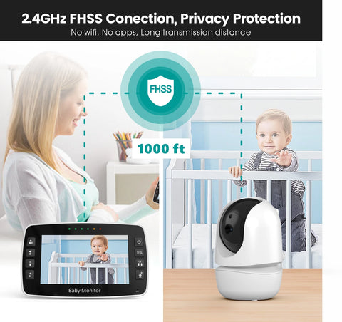 IPS Screen Wireless Intercom Baby Monitor