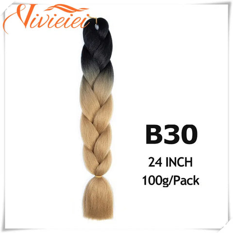 VIVIEIEI Synthetic Braiding Hair 24 Inch Jumbo Braid Ombre Jumbo Hair Extension for Women DIY Hair Braids Purple Pink Yellow Red