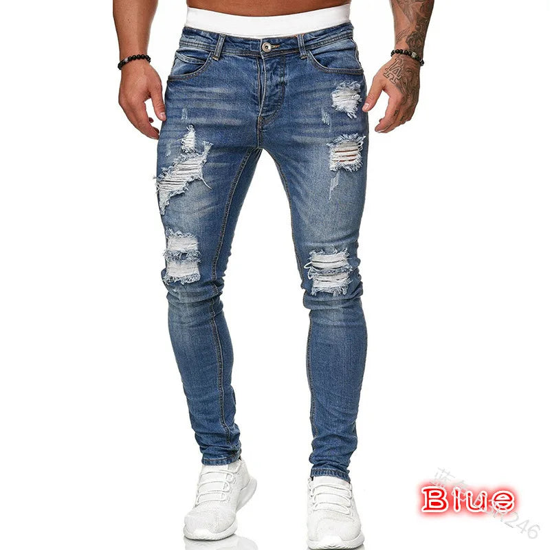 Jeans Men Pants Wash Solid Color Multi Pockets Denim Mid Waist Cargo Jeans Plus Size Fahsion Casual Trousers Male Daily Wear