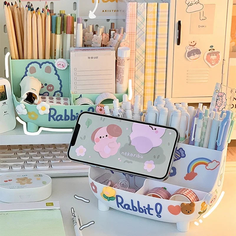 Stationery Storage Box Creative Cartoon Pencil Holder Ins Desk Organizer for Girls