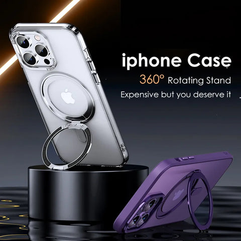 Magnetic 360°Rotation Stand Phone Case For iphone 11 12 13 14 15 Pro Max 15Plus With Ring Holder