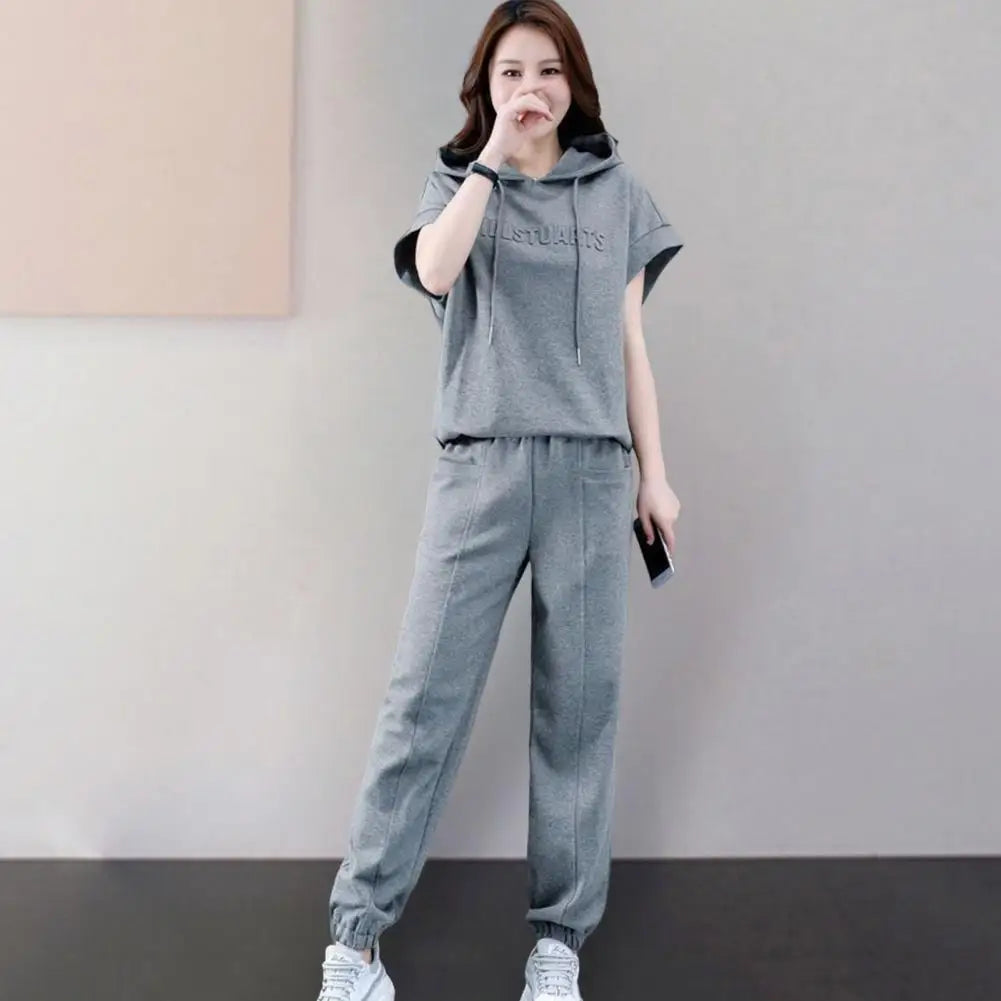 Soft Top Trousers Suit Loose Summer Hoodie Pants