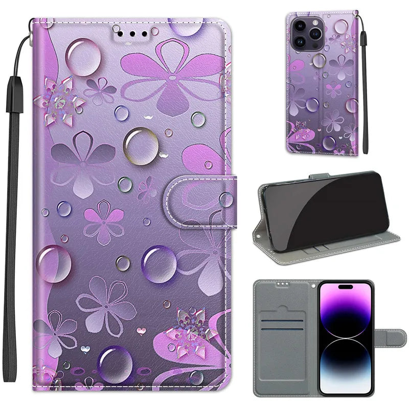 Flower Pattern Flip Case For Samsung Galaxy