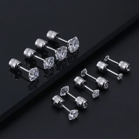 2PC Stainless Steel Mini Crystal CZ Screw Stud Earrings Ear Bone Nail Cartilage Helix Lobe Earring Ear Piercing Body Jewelry 20G