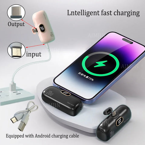 20W  New Capsule Power Bank Mini Pocket Portable 100000mAh Fast Charging Mobile Power Supply