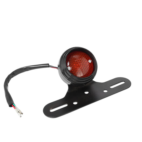 Black Motorcycle RED Brake Tail Rear Light Bulb License Plate for Harley Chopper Bobber Custom 12V Cafe Racer