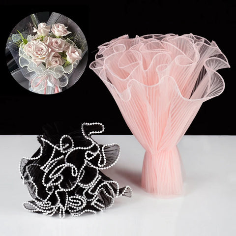 Yarn Rose Bouquet Packaging Paper Lace Mesh Handmade Gift Packaging