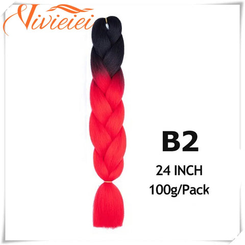 VIVIEIEI Synthetic Braiding Hair 24 Inch Jumbo Braid Ombre Jumbo Hair Extension for Women DIY Hair Braids Purple Pink Yellow Red