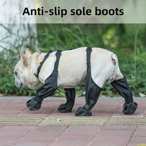 ATUBAN Waterproof Dog Boots Anti-Slip Dog Shoes with Rugged Rubber Sole, Pet Paw Protector for Small Medium Dogs.