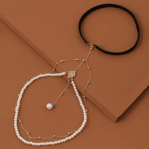 Pearls Thigh Chain New Fashion Simple Multi-layer Metal Leg Chain for Women Ladies Fashion Pendant Party Fashion Body Jewelry