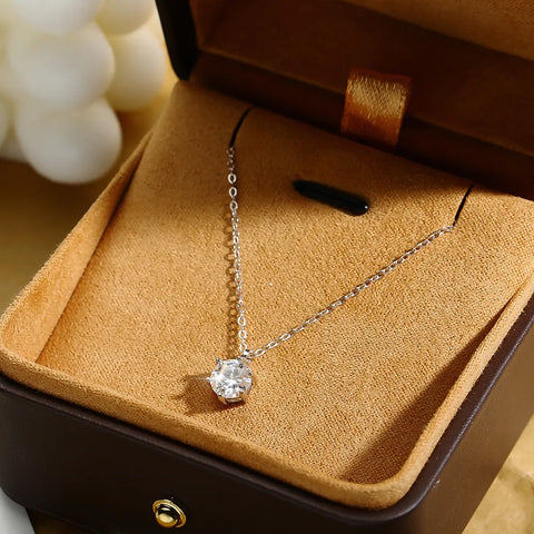 Real D Color 1 Carat Moissanite Pendant Necklace GRA Certificate for Women Wedding Bridal 100% S925 Sterling Silver Fine Jewelry