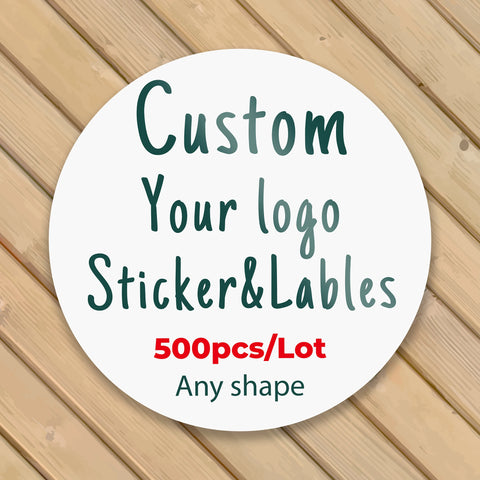 500 PCS Custom Stickers Customize Logo Label Sticker Personalized Stickers Packaging Labels Design Your Own Sticker