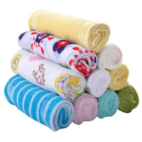 8 Pcs/Set Baby Colorful Towel Newborn Face Towel Wash Cloth Bathing Feeding Wipe Baby Handkerchief Toalla Baby Soft Towels