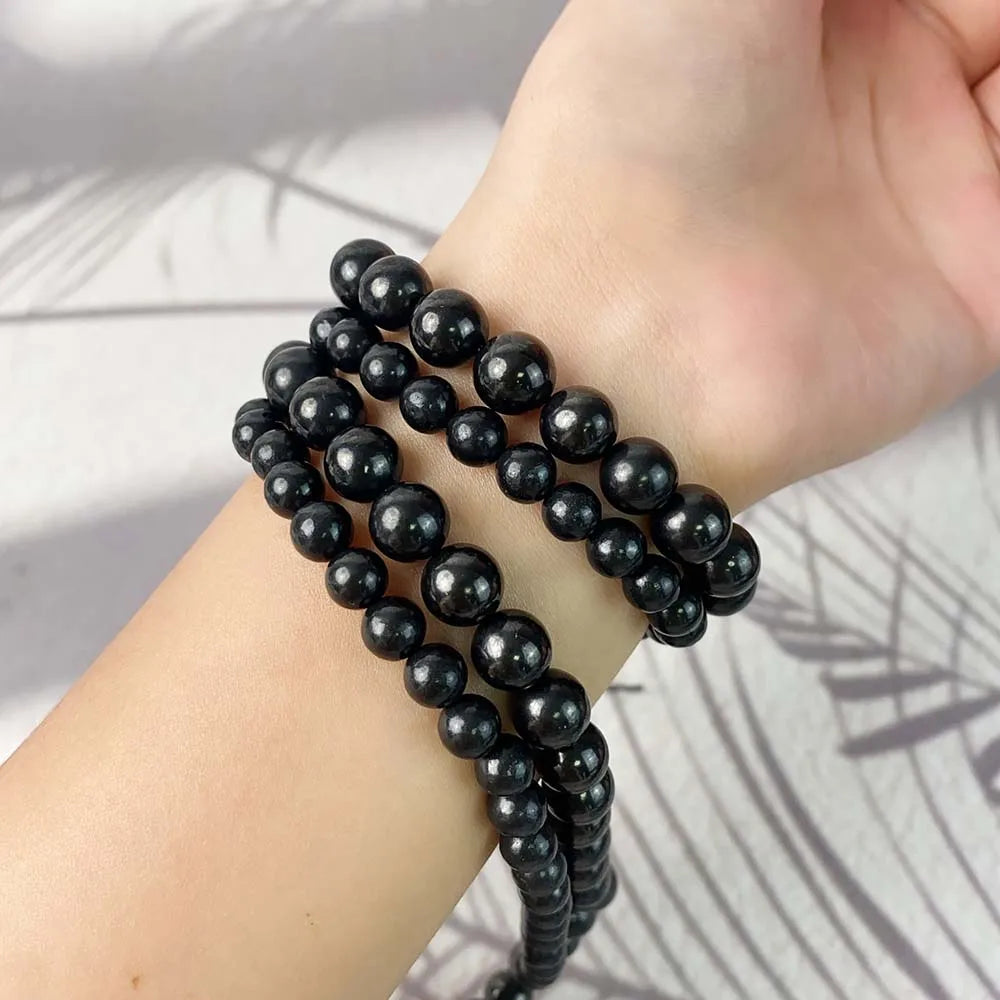 6mm 8mm Black Russia Shungite Bracelet Beads