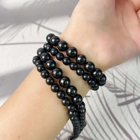 6mm 8mm Black Russia Shungite Bracelet Beads