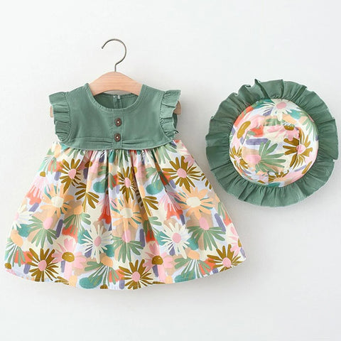 Dresses For Girls Korean Fashion Flowers Sleeveless