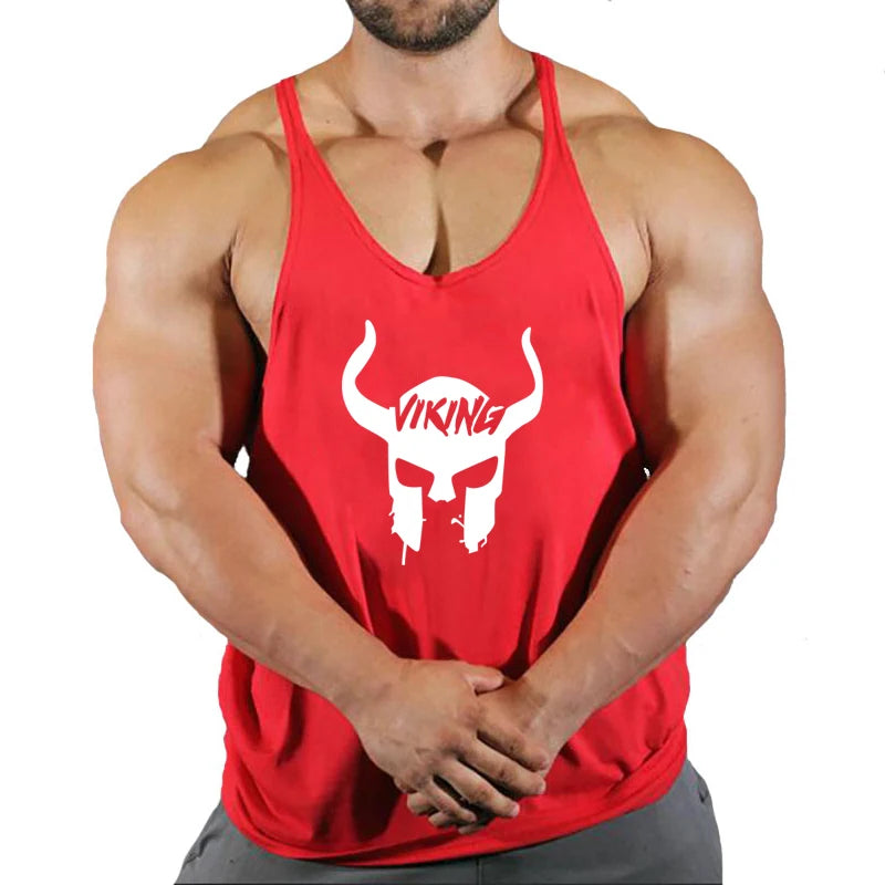 Skull Strong Print Clothing Bodybuilding Cotton Gym Tank Tops Men Sleeveless Undershirt Fitness Stringer Muscle Workout Vest