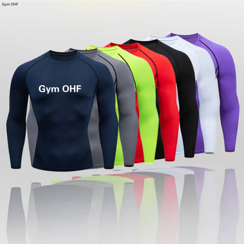 Gym T-shirt Men Rashguard Boxing Breathable T-shirts Long Sleeve Muay Thai Sportswear Bjj Muscle Compression Fitness Tights Tops