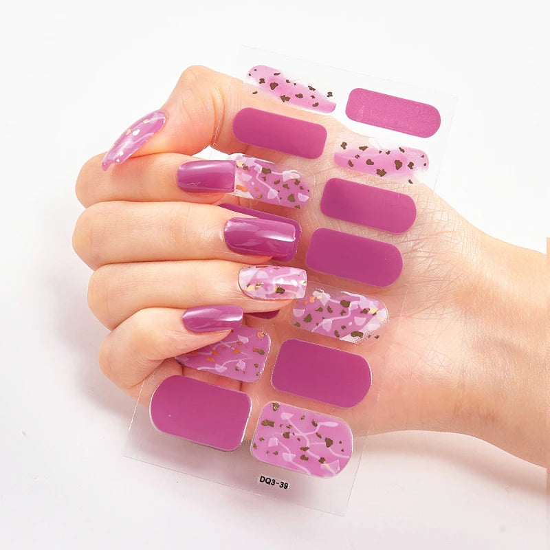 Color Nail Strips Patch Slider Nail Sticker Full Cover Decal Manicure Patch