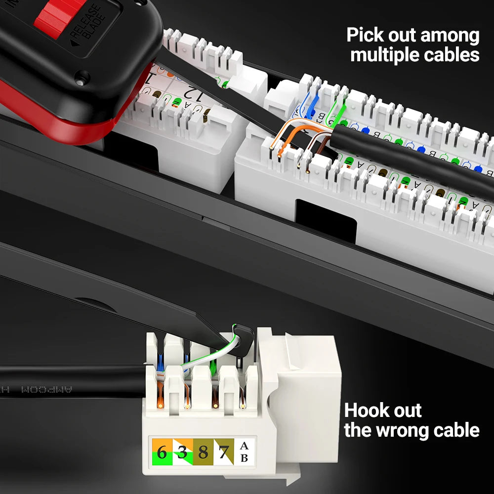 Punch Down Tool, AMPCOM 110 Type Multi-function Network Cable Tool with Two Blades Telephone Impact Terminal Insertion Tools