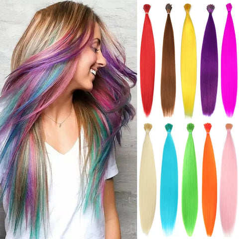 Hair Pieces Extensions Cord Rainbow