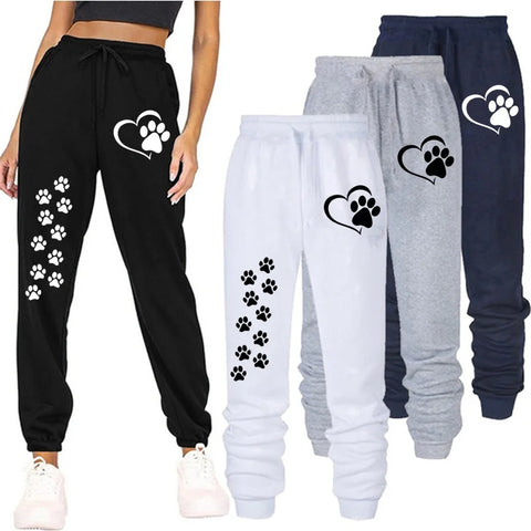 2021 Women Cat Paw Printed Sweatpants High Quality Cotton Long Pants Jogger Trousers Outdoor Casual Fitness Jogging Pants