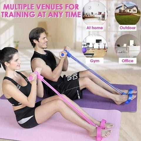 Elastic Sit Up Pull Rope Sport Training 4 Tube Pedal Ankle Puller Gym Workout Bands